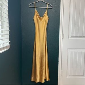 Cowl neck maxi slip dress